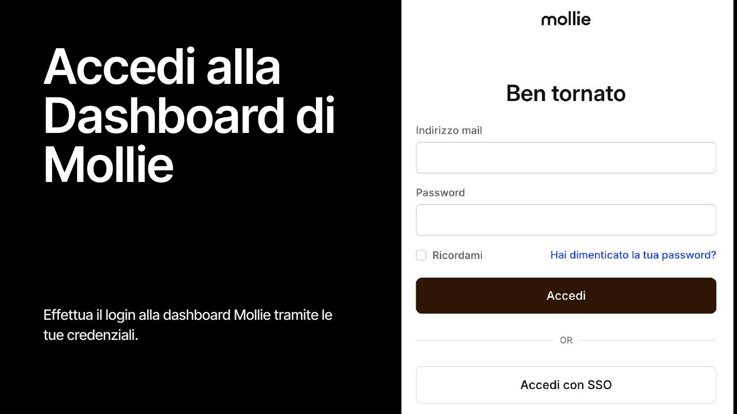 Login dashboard Mollie