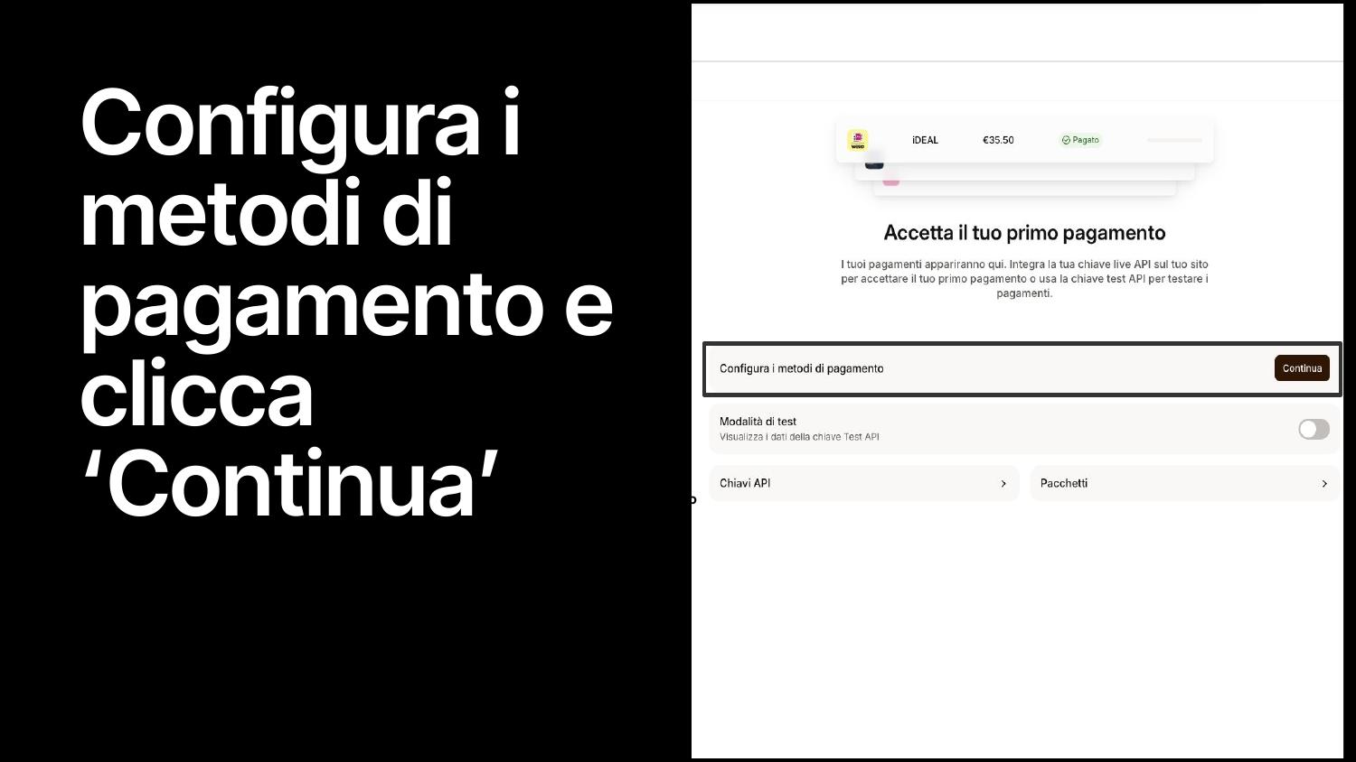 Configura metodi di pagamento
